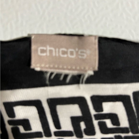 Chico's Square Scarf Floral Orange Pink Yellow Teal White Black Border - Picture 4 of 4